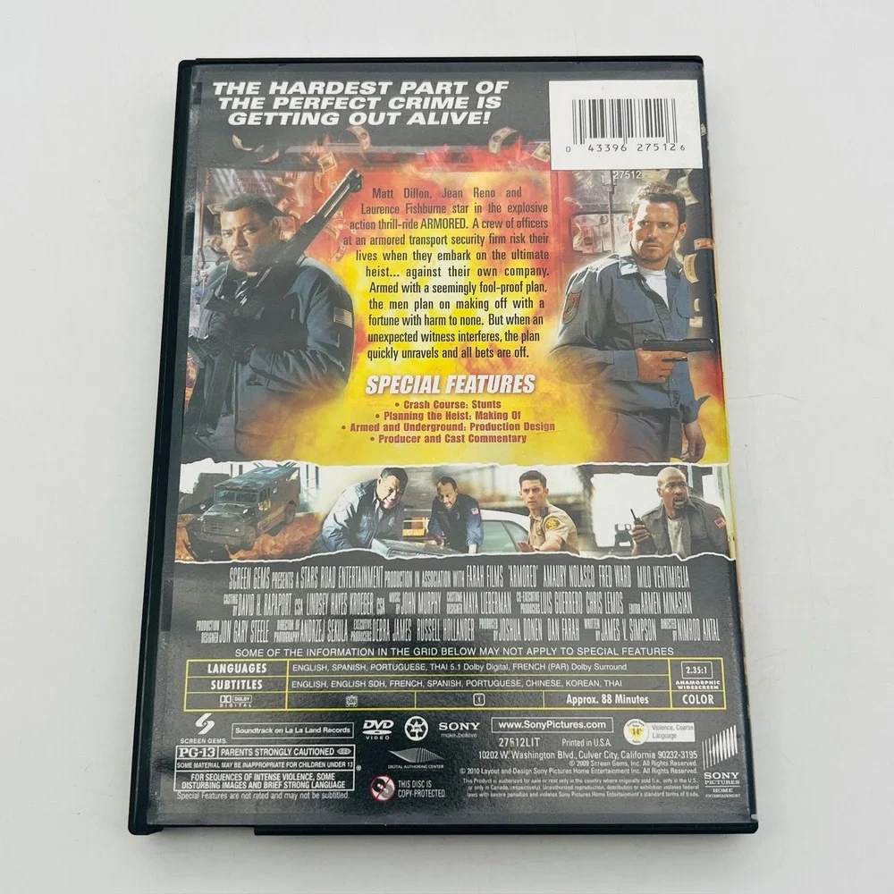 Armored DVD 2009 Action Thriller Matt Dillon Laurence Fishburne Blockbuster Case